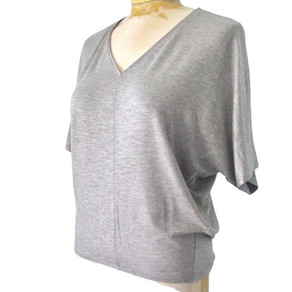 White House Black Market Mercury Silver Foil V-Neck Dolman Top - Small Petite - Picture 5 of 16